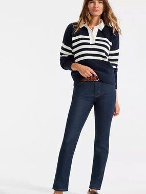 NWT LANDS' END Recover High Rise Straight Leg Blue Jeans Size 16 Retails $99